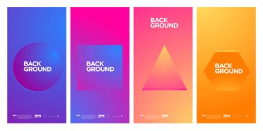 Dergi için Kapak ve Poster Tasarım Şablonu. Kapak, kitap, sosyal medya hikayesi ve Sayfa Düzeni Tasarımı için Tipografi ile Trendy Soyut Renkli Geometrik ve Eğri Vektör İllüstrasyon Kolaj.