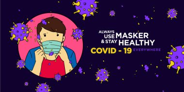 Coronavirus covid-19 'a saldırmak için maske kullanan bir adamın resmi.