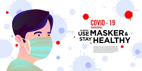 Coronavirus covid-19 'a saldırmak için maske kullanan bir adamın resmi.