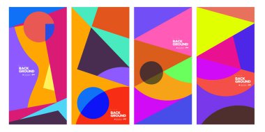 Dergi için Kapak ve Poster Tasarım Şablonu. Kapak, kitap, sosyal medya hikayesi ve Sayfa Düzeni Tasarımı için Tipografi ile Trendy Soyut Renkli Geometrik ve Eğri Vektör İllüstrasyon Kolaj.