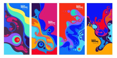 Dergi için Kapak ve Poster Tasarım Şablonu. Kapak, kitap, sosyal medya hikayesi ve Sayfa Düzeni Tasarımı için Tipografi ile Trendy Soyut Renkli Geometrik ve Eğri Vektör İllüstrasyon Kolaj.