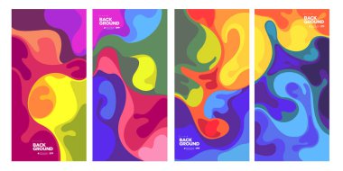 Dergi için Kapak ve Poster Tasarım Şablonu. Kapak, kitap, sosyal medya hikayesi ve Sayfa Düzeni Tasarımı için Tipografi ile Trendy Soyut Renkli Geometrik ve Eğri Vektör İllüstrasyon Kolaj.