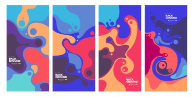 Dergi için Kapak ve Poster Tasarım Şablonu. Kapak, kitap, sosyal medya hikayesi ve Sayfa Düzeni Tasarımı için Tipografi ile Trendy Soyut Renkli Geometrik ve Eğri Vektör İllüstrasyon Kolaj.