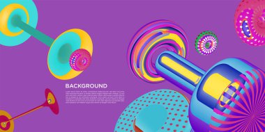 Vektör Renkli Soyut 3d geometrik, poster, kapak, sunum ve web sitesi tasarımı için arkaplan