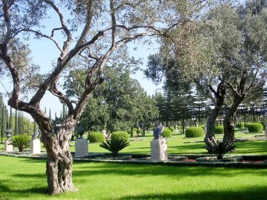 Ağaçlarda Akko Bahai Bahçeleri heykeller 2003