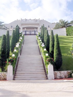 Haifa Bahai Bahçeleri merkezi merdiven 2003
