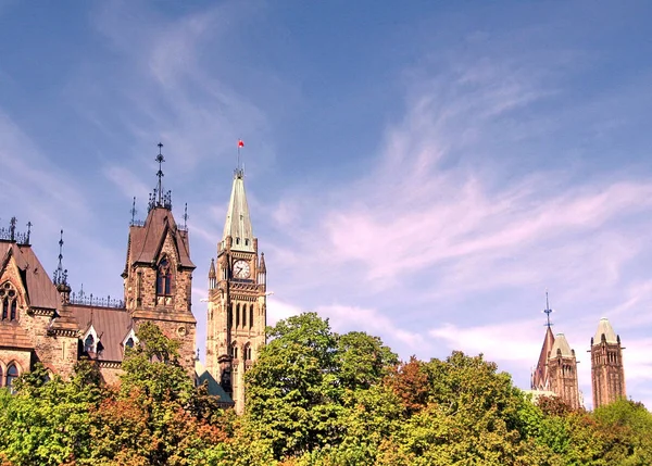 Ottawa koruny stromu před budovou parlamentu květen 2008 Stock Obrázky