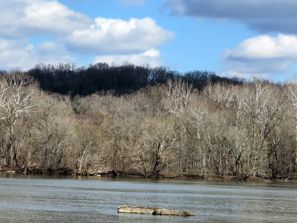 Rio Potomac a paisagem em um dia nublado 2017 — Fotografia de Stock