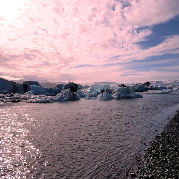 2017年乔库尔萨龙冰川泻湖冰岛景观 — 图库照片