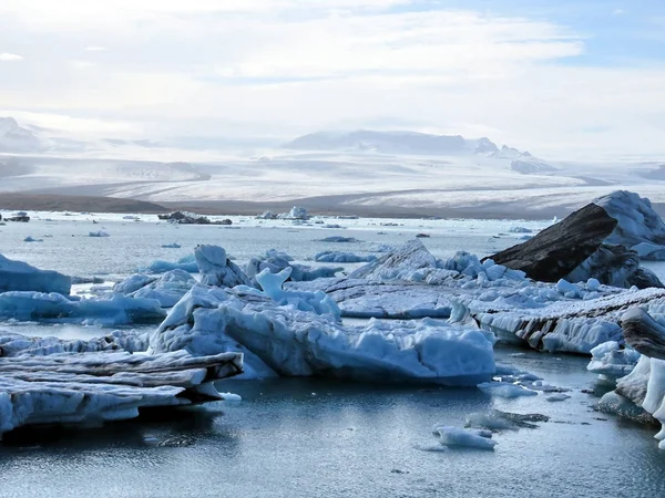 Izland kilátás a Jokulsarlon gleccser lagúna 2017 — Stock Fotó