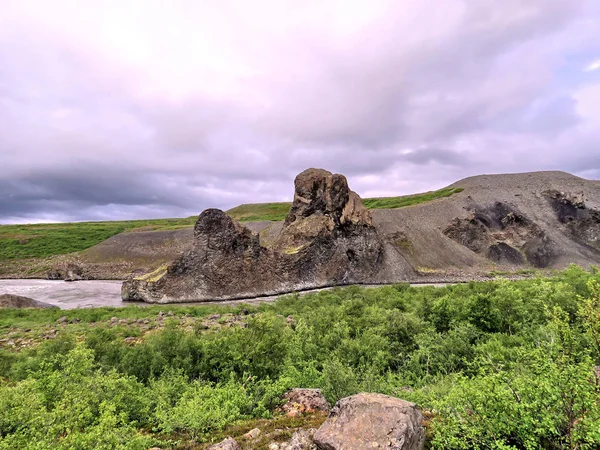Hljodaklettar islandská krajina s skalními útvary 2017 — Stock fotografie