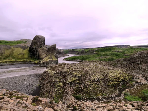 Hljodaklettar islandská krajina s kamennými útvary 2017 — Stock fotografie