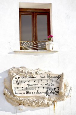 Marechiaro italian fishing village of  Naples celebrated window clipart