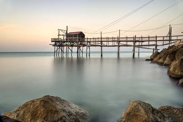 Trabucco Termoli Italská rybářská vesnice Campobasso Molise — Stock fotografie