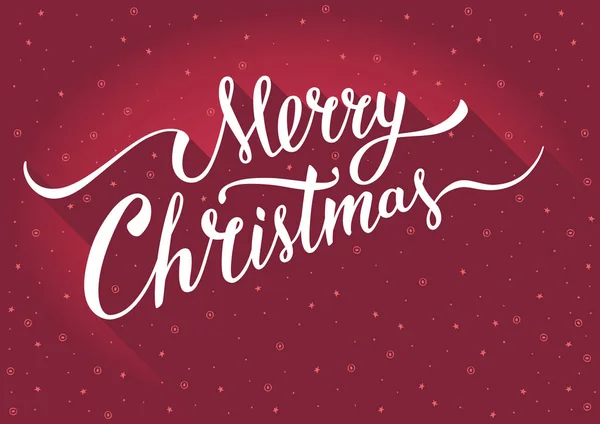 Merry Christmas wenskaart of banner met mooie handlettering typografie samenstelling en vintage tekstontwerp op rode kleur achtergrond. — Stockvector