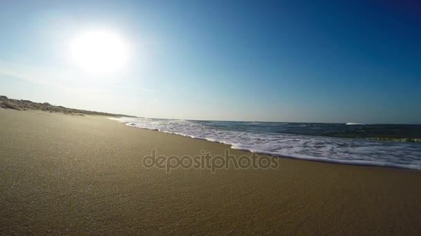 Beach of the Baltic Sea in Poland with back light — Stock Video