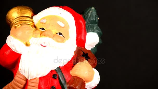 Kerstdecoratie Met Kerstman Tafel Zetten — Stockvideo