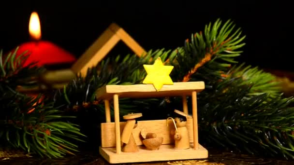 Kerst Wieg Tafel Zetten — Stockvideo