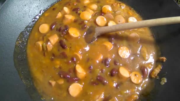 Bean Soup Sausages — Stock Video