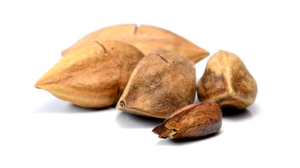 Орехи Пили Поворотном Столе — стоковое видео