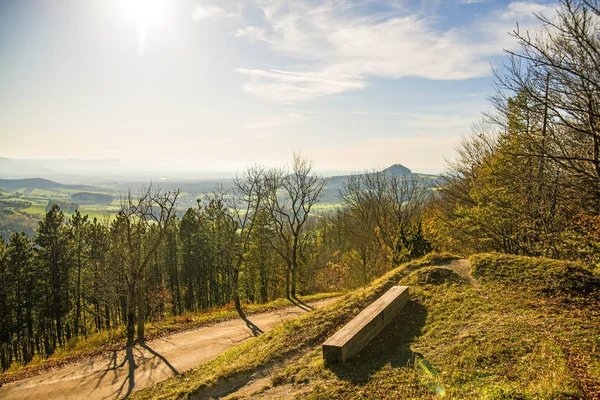 Panoramautsikt över Golgata vägen Rechberg till berget Hohenstau — Stockfoto