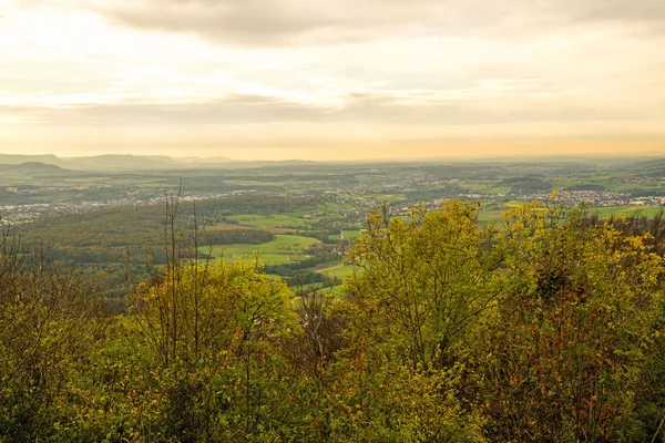 Panoramic view of the hill Hohenstaufen, Germany, to the south — ストック写真