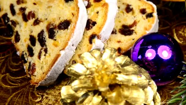 Alemán Navidad Stollen Mesa Giratoria — Vídeos de Stock