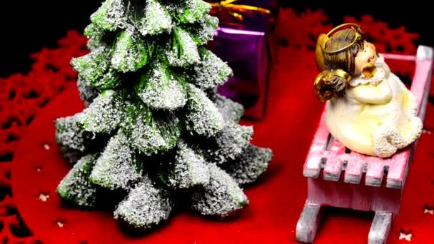 Dekorasi Natal Meja Putar — Stok Video