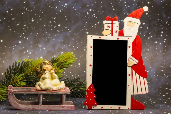 Santa Claus with empty blackboard — ストック写真