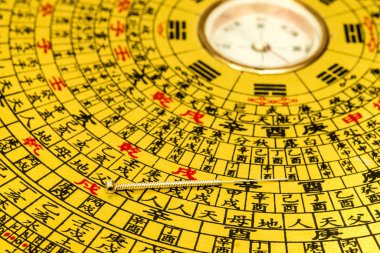 Acupuncture needle on chinese feng shui compass