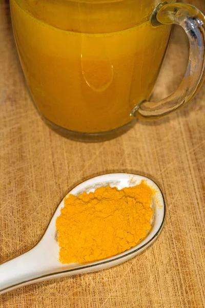 Turmeric Milk Turmeric Powder Healthy Drink — Stock Photo, Image
