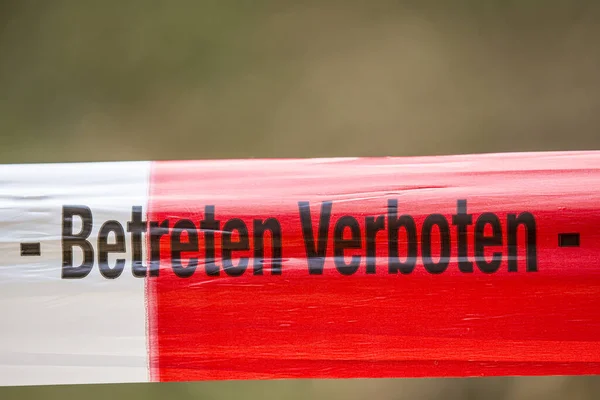 Barrière Tape Duitsland Met Duitse Tekst Niet Overschrijden — Stockfoto