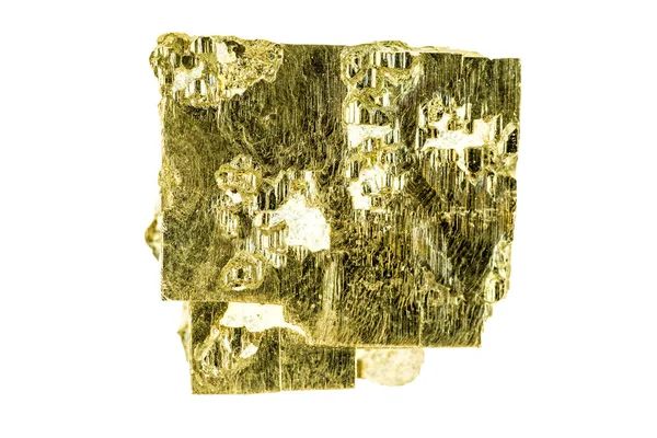 Pyrite Değerli Taşı Beyaz Arkaplanda Kesildi — Stok fotoğraf