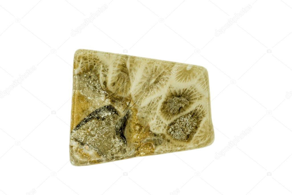 Andalusite gemstone cut out on white background