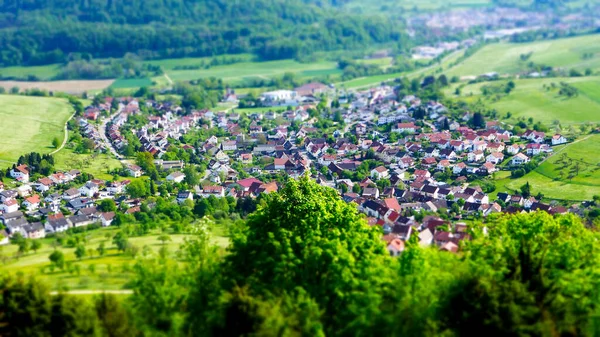 Небольшая Немецкая Деревня Эффектом Сдвига Наклона — стоковое фото