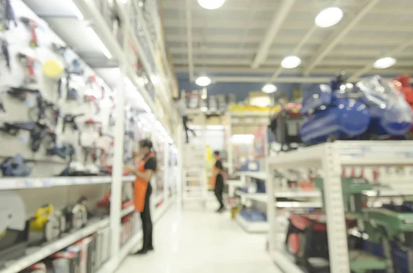 Power tools hardware store, blurred image background