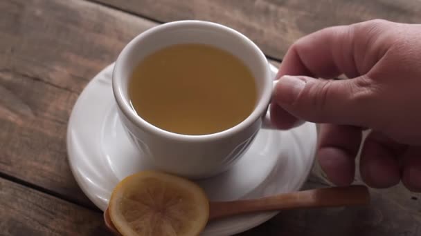 Man drinking tea in the morning — Stock Video