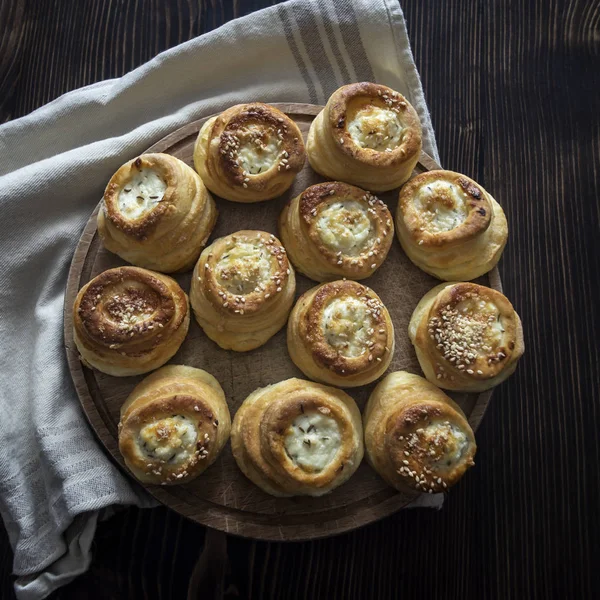 Delicious freshly baked pastry filled with cheese — Stock Photo, Image