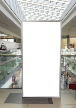 Boş işareti kopya alanı modern alışveriş merkezi ile.