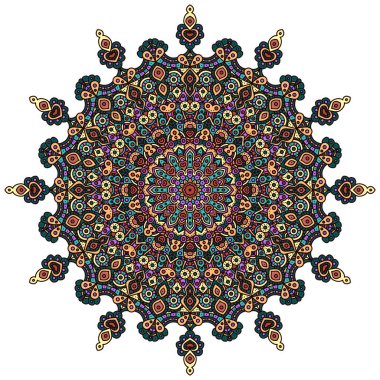 Yuvarlak mandala. Oryantal desen vektör çizim. Islam, Arapça, Hindistan, pakistan, Çin, mistik, Osmanlı motifleri. Vintage dekoratif öğeler. Yuvarlak zentangle.