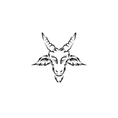 Pentagramda satanist keçi kafası. Baphomet. Dövme, baskı, amblem için resim.