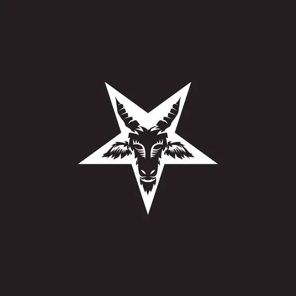 Tête Chèvre Satanique Sur Pentagramme Baphomet Illustration Pour Tatouage Impression — Image vectorielle