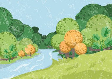 Grunge karikatür doğa manzarası, poster için arka plan, davetiye, duvar kağıdı.