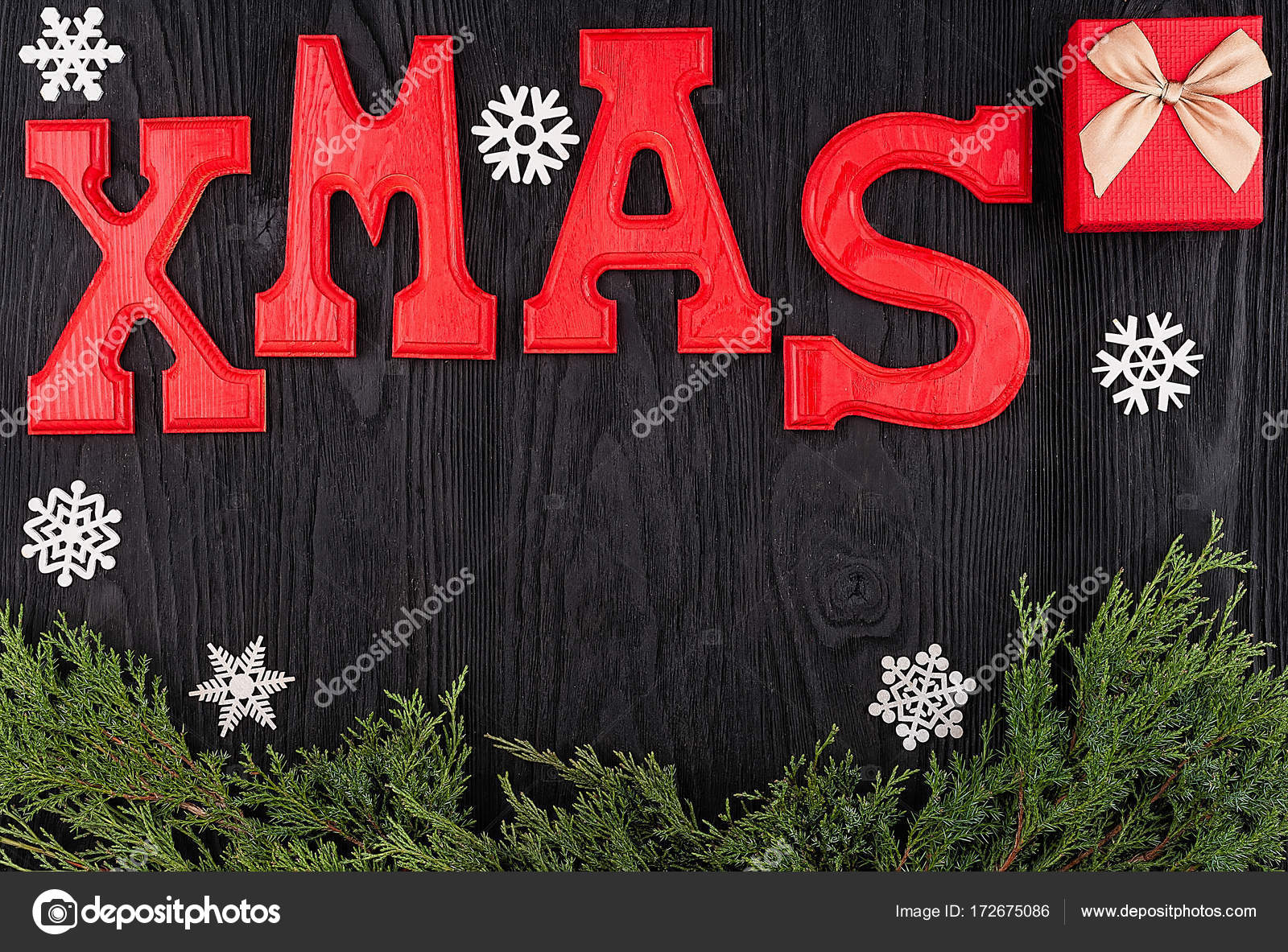 word xmas from wooden