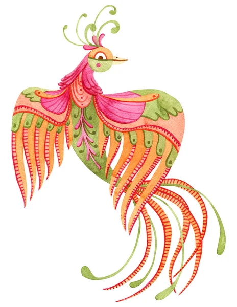 Beautiful watercolor paradise bird. Fairytale hand painted illus — Stock Photo, Image