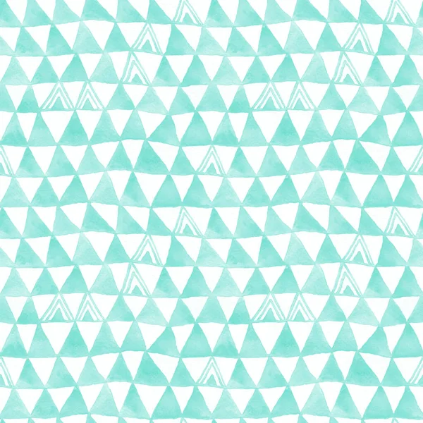 Бирюзовые треугольники Акварельный бесшовный рисунок. Raster backgrou — стоковое фото