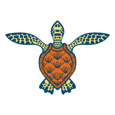 Deniz kaplumbağası vektör çizimi. Çizgi çizimi. Dövme tasarımı. Grafik biçiminde el çizimi.