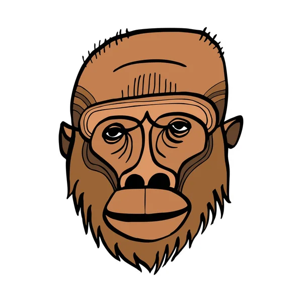 Dibujo Vectorial Facial Orangután Ilustración Arte Lineal Diseño Tatuaje Tótem — Vector de stock