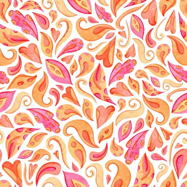 Colorful watercolor flower petals seamless pattern on white back — Stock Photo, Image