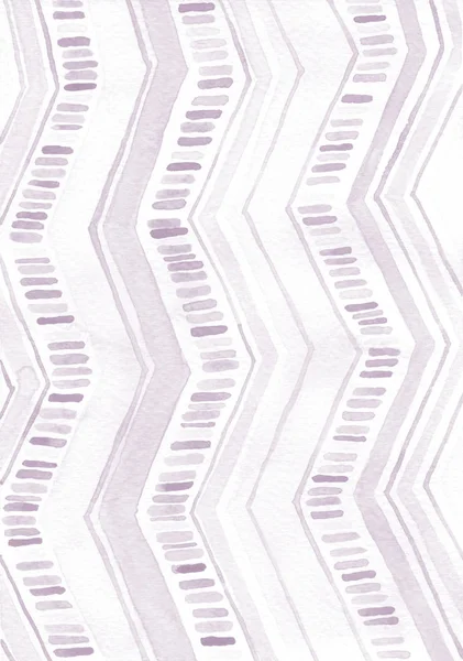 Light Lilac Watercolor Zig Zag Background Hand Painted Raster Ornament — 스톡 사진